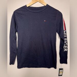 NWT Tommy Hilfiger Boys Blue Logo Long Sleeve T Shirt Medium 12-14